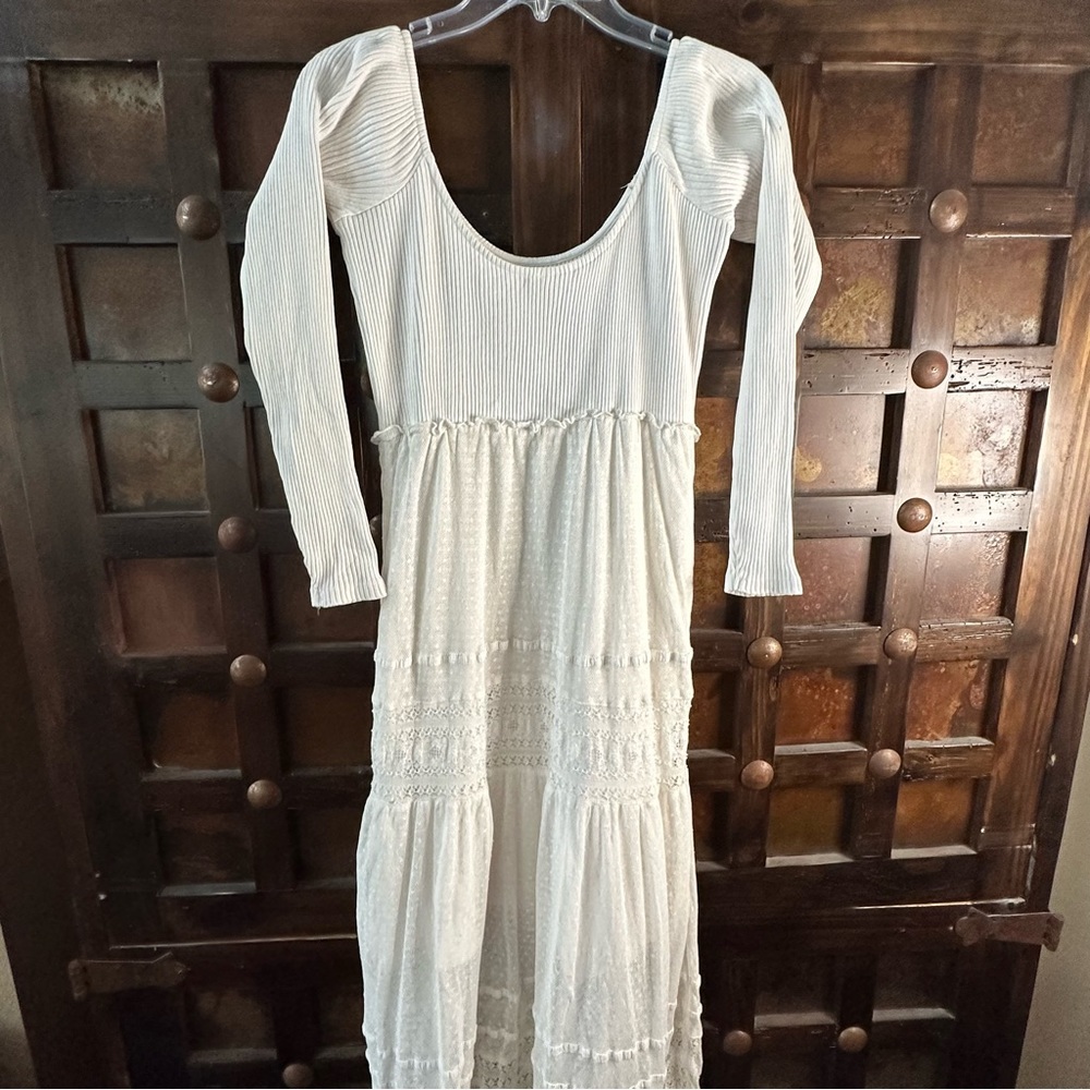 Free People Sz Small Earth Angel Maxi Dress Ivory Boho - Picture 6 of 11